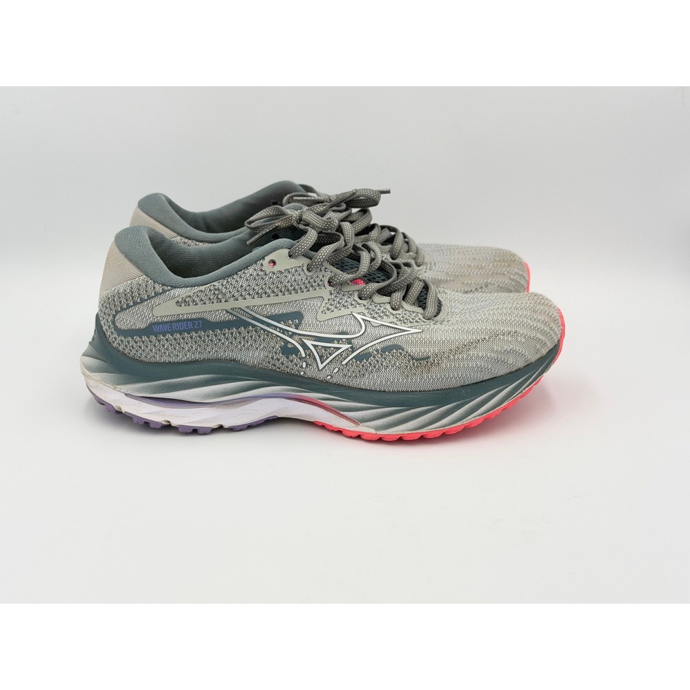Mizuno Wave Rider 27 Shoes Womens 7.5 Gray Pink Running Sneakers